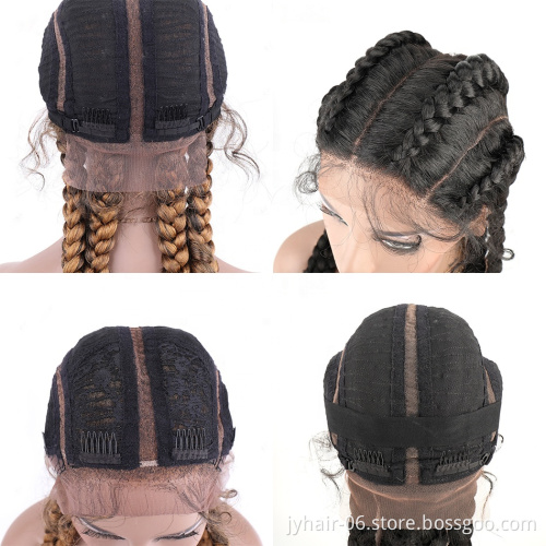 Cheap Braid hair wig synthetic hair wigs wholesale four long box braided twist lace wigs for black women